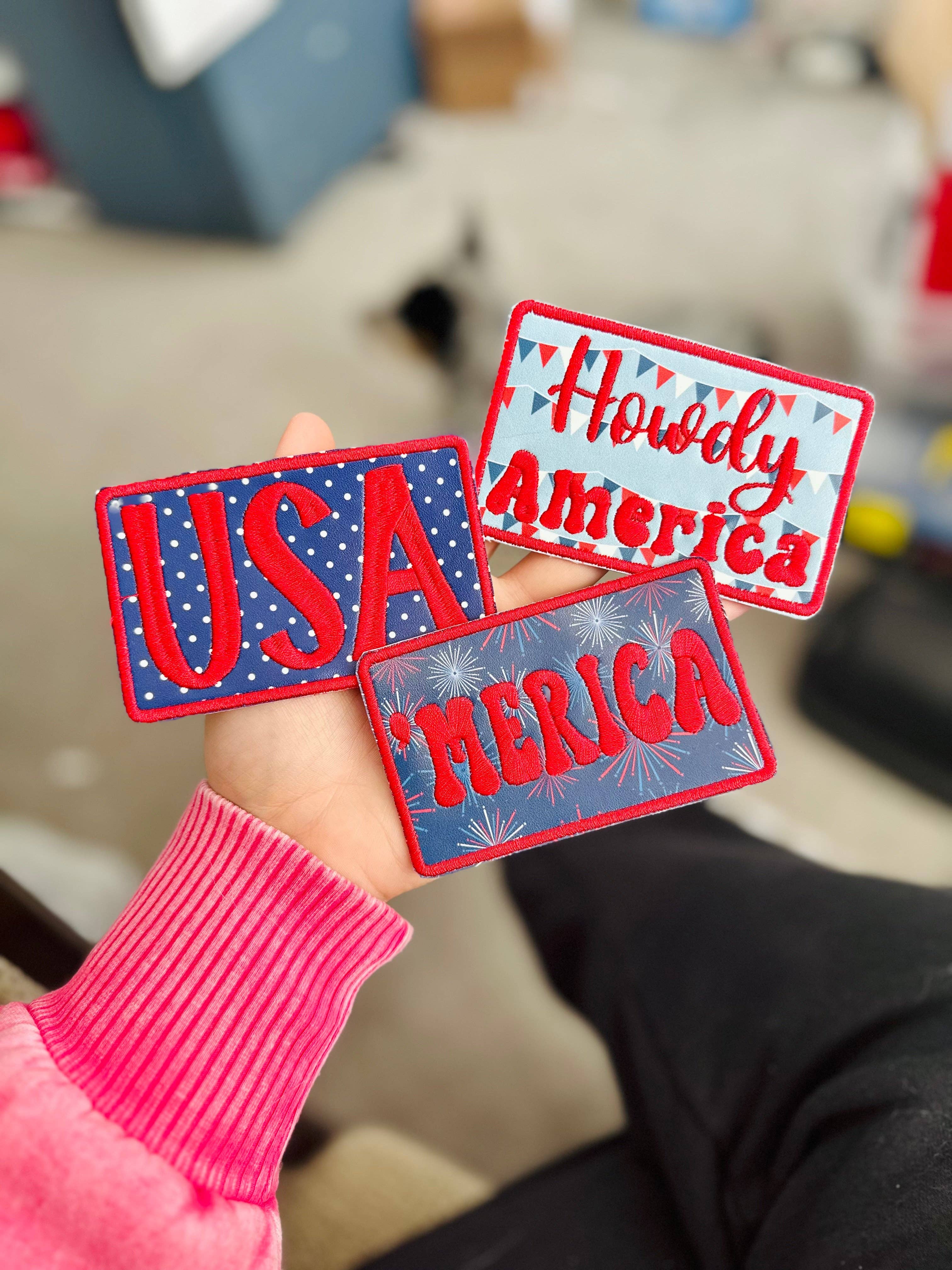 Southern N Savvy - Wholesale Patch - Merica Firework 4th of July Patriotic Jumbo 4in iron on Patch1