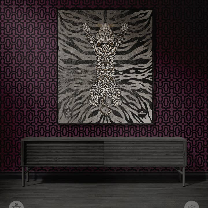 Sean Martorana - Wholesale Throw Blanket - AEON Tiger Blanket Black White Gold1