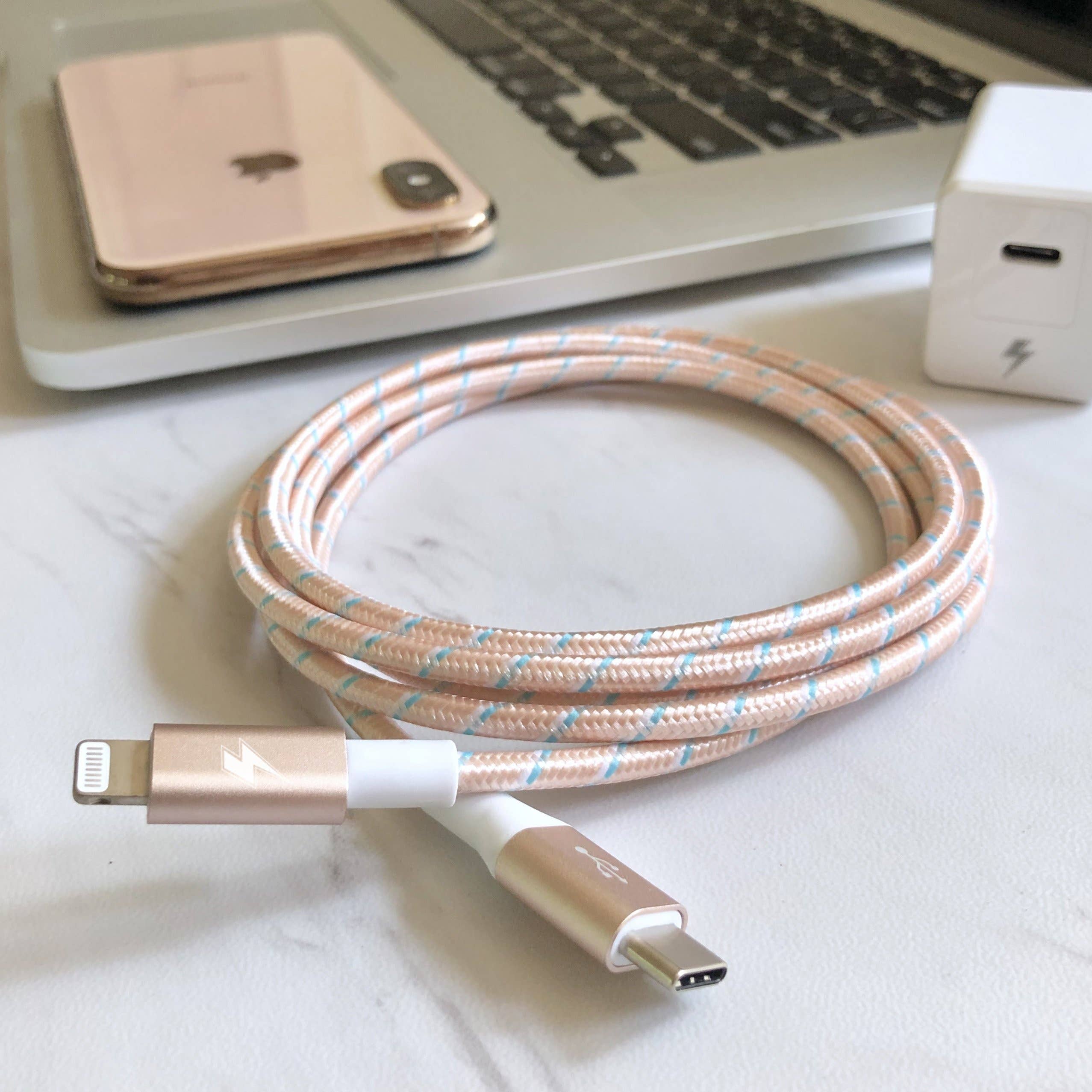 Charge Cords - Wholesale Charging Cable - Rose Gold USB-C to Lightning iPhone Cable [10 ft / 3m Length]1
