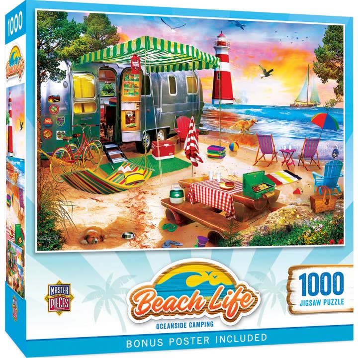 Beach Life - Oceanside Camping 1000 Piece Jigsaw Puzzle for wholesale by Masterpieces Puzzles