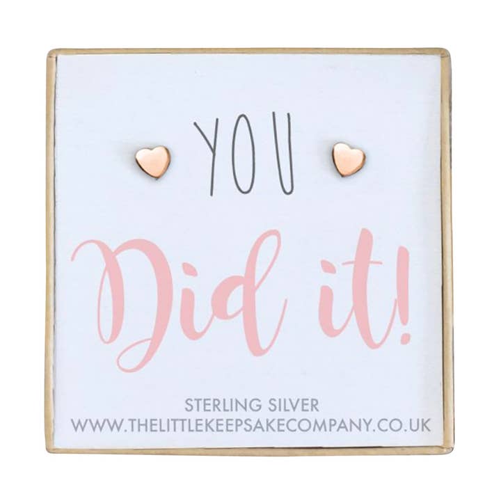 Rose Gold Vermeil Quote Earrings - You Did It! for wholesale by The Little Keepsake Company
