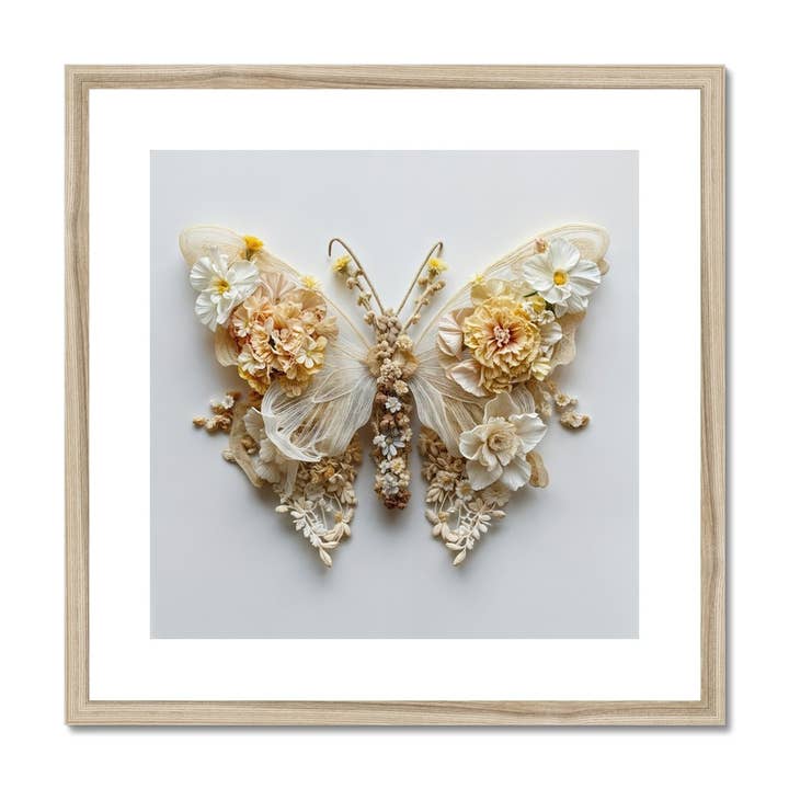 Vibrant Flower and Lace Butterfly Framed & Mounted Print for wholesale by Pixel Gallery