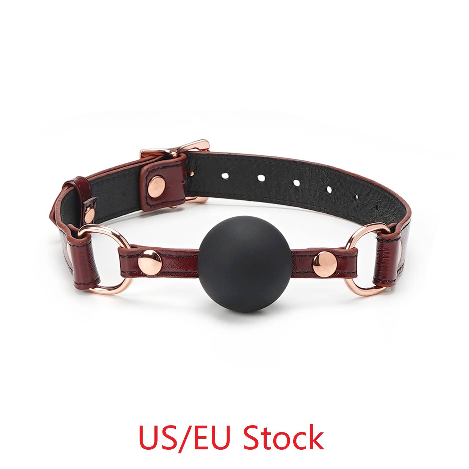 Liebe Seele - Wholesale Sex Toy - Wine Red - 1.7 Inch Silicone Ball Gag with Leather Buckle Straps0