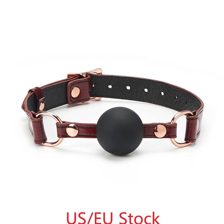 Wine Red - 1.7 Inch Silicone Ball Gag with Leather Buckle Straps for wholesale by Liebe Seele