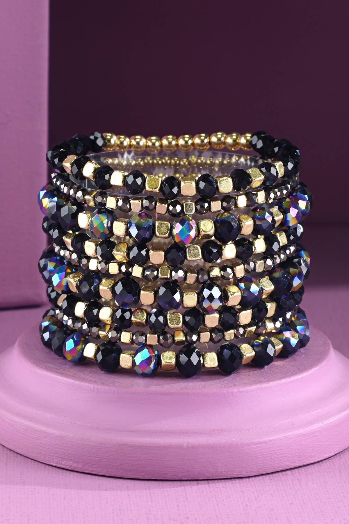 Urbanista - Wholesale Beaded Bracelet - 9 Set Colorful Stackable Beaded Stretch Bracelet0