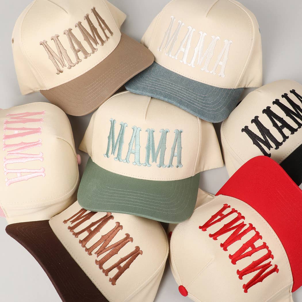 Fashion City - Wholesale Baseball Cap - Women's - MAMA Typographic Design Embroidery Baseball Cap31