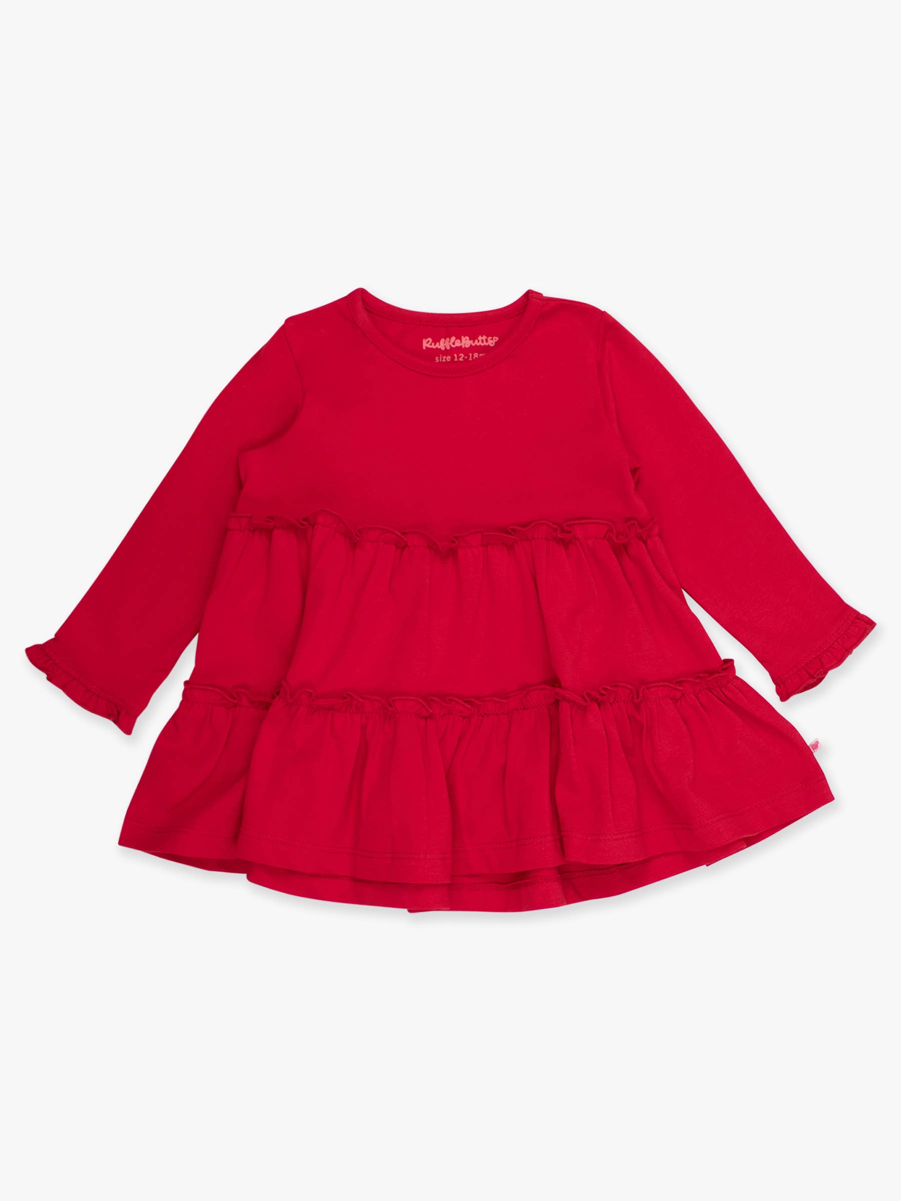 Girls Red Knit Ruffle Tiered Tunic Top for wholesale on Faire1