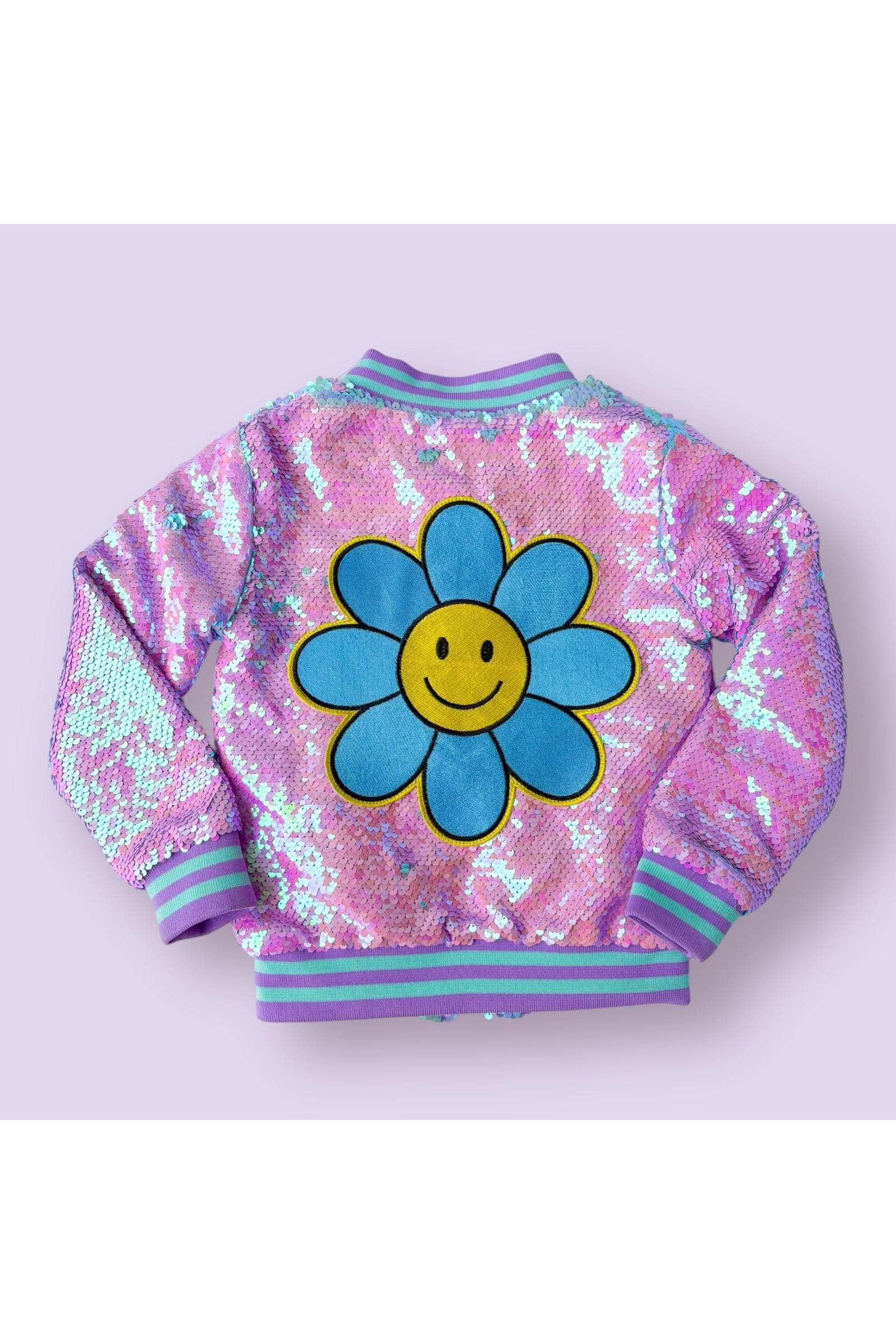 Three Wildflower Designs - Wholesale Bomber Jacket - Kids - Purple Sequins Patched Bomber Jacket2