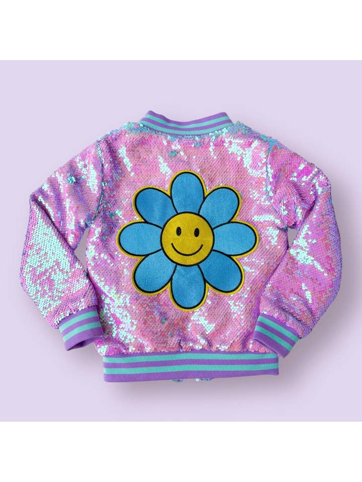 Three Wildflower Designs - Wholesale Bomber Jacket - Kids - Purple Sequins Patched Bomber Jacket2