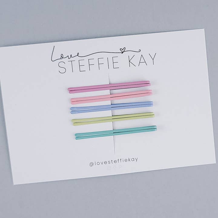 Épingles à cheveux mates aux couleurs vives | Ensemble de 10 pour la vente par Love, Steffie Kay
