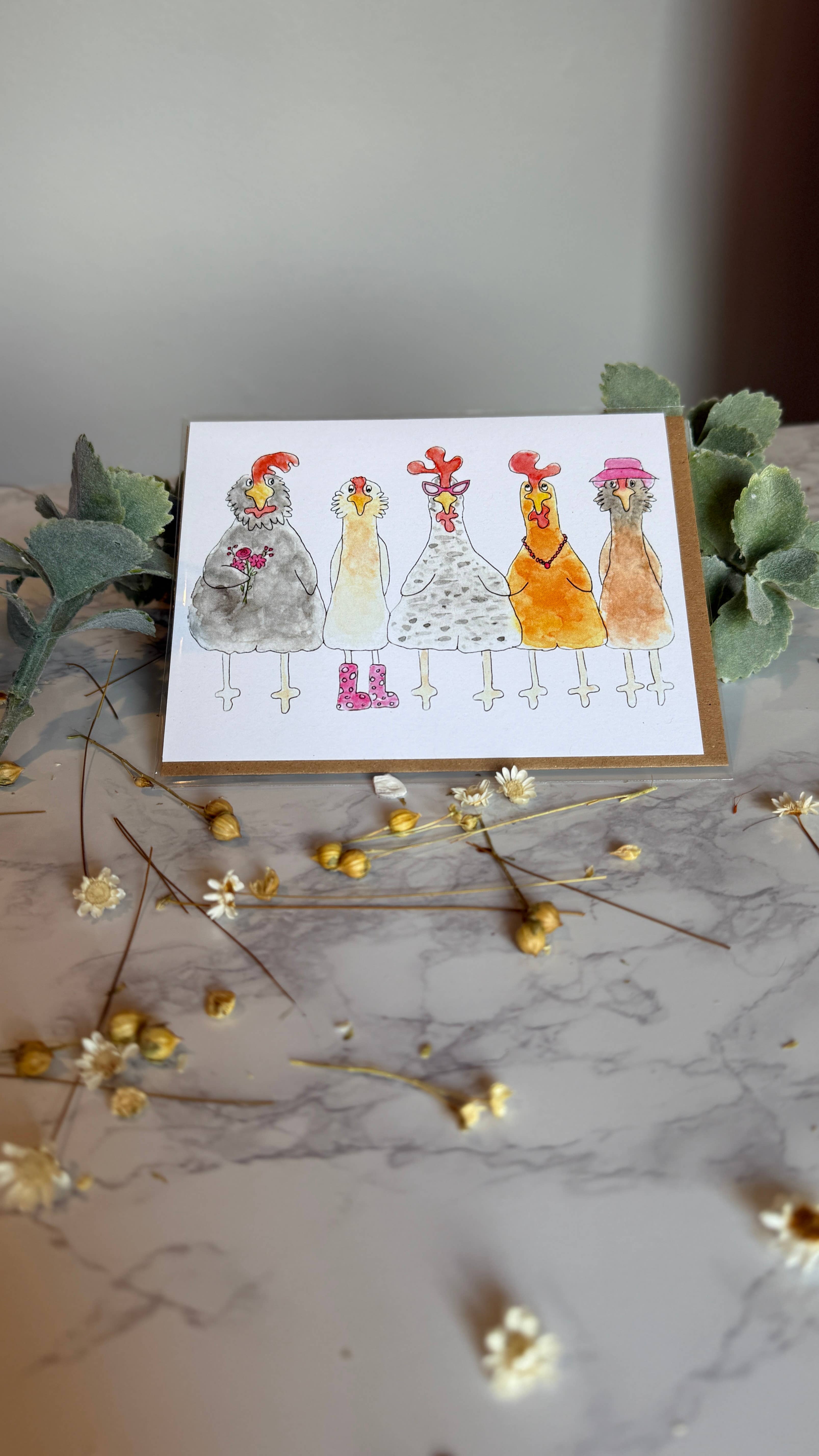 Quirks of Art co. - Wholesale Everyday Greeting Card - Watercolor Chicken Greeting Cards9