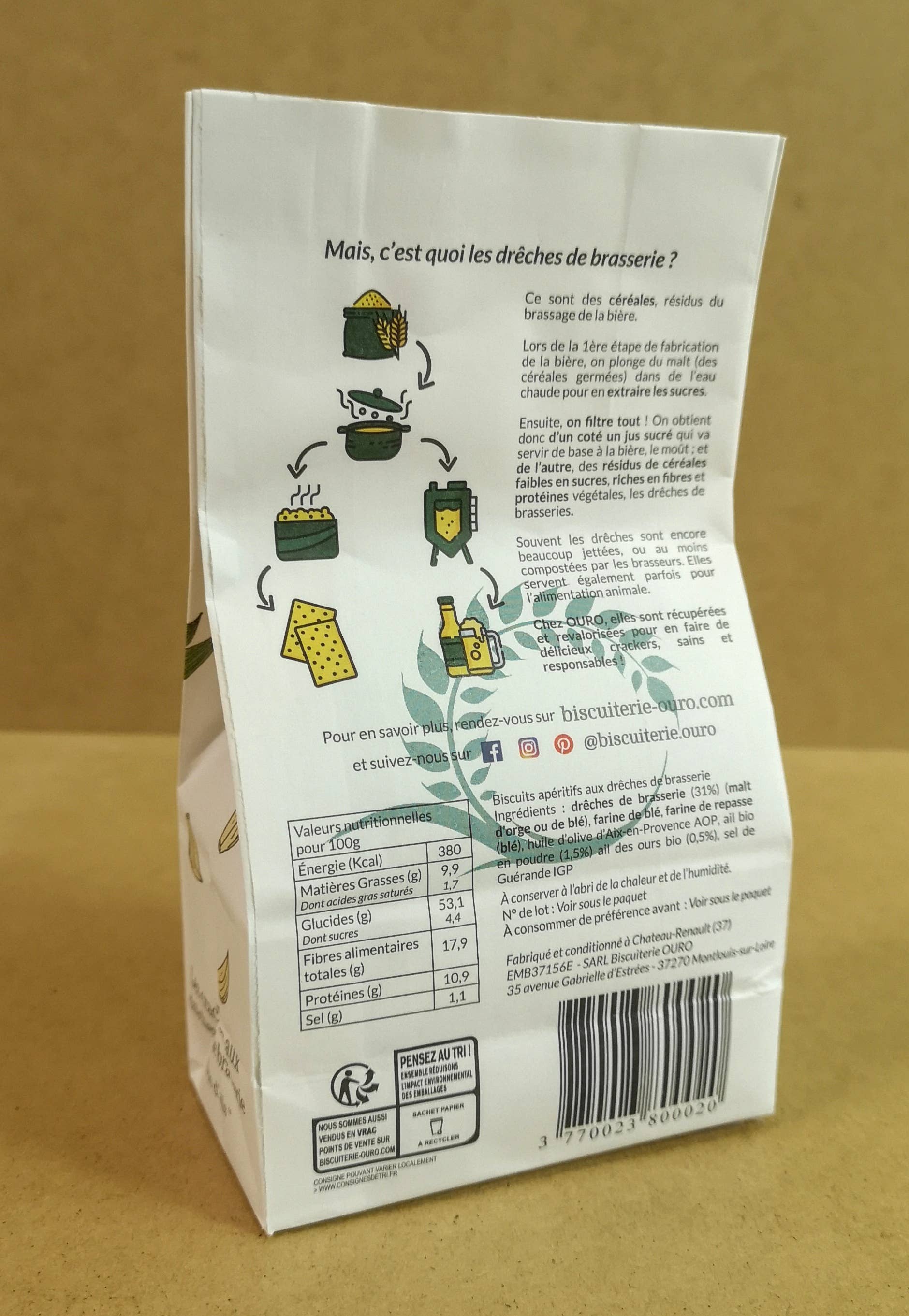 Biscuiterie OURO – Engroshandel Kiks – „Duo d'Ail“ kiks med bryggeri nødder [100g]2