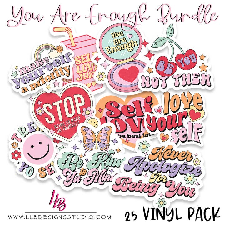 LLB Designs Studio - Wholesale Sticker - You are Enough Bundle | Package Fillers | Business Branding | Small Shop Vinyl