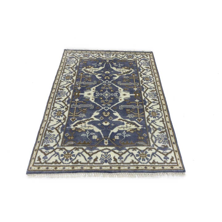 Purple Gray 4X6 Floral Oushak Oriental Rug | 4'0x5'11 Rug for wholesale by Magic Rugs Inc.