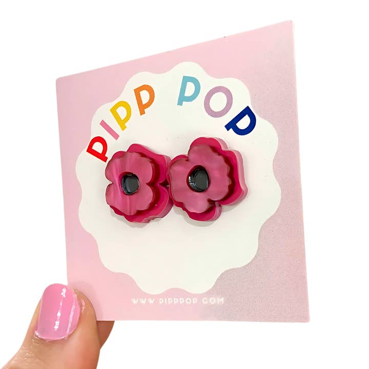 Pipp Pop – wholesale Stud/post earrings – Pip's Poppy Studs - 3 Colours Available5