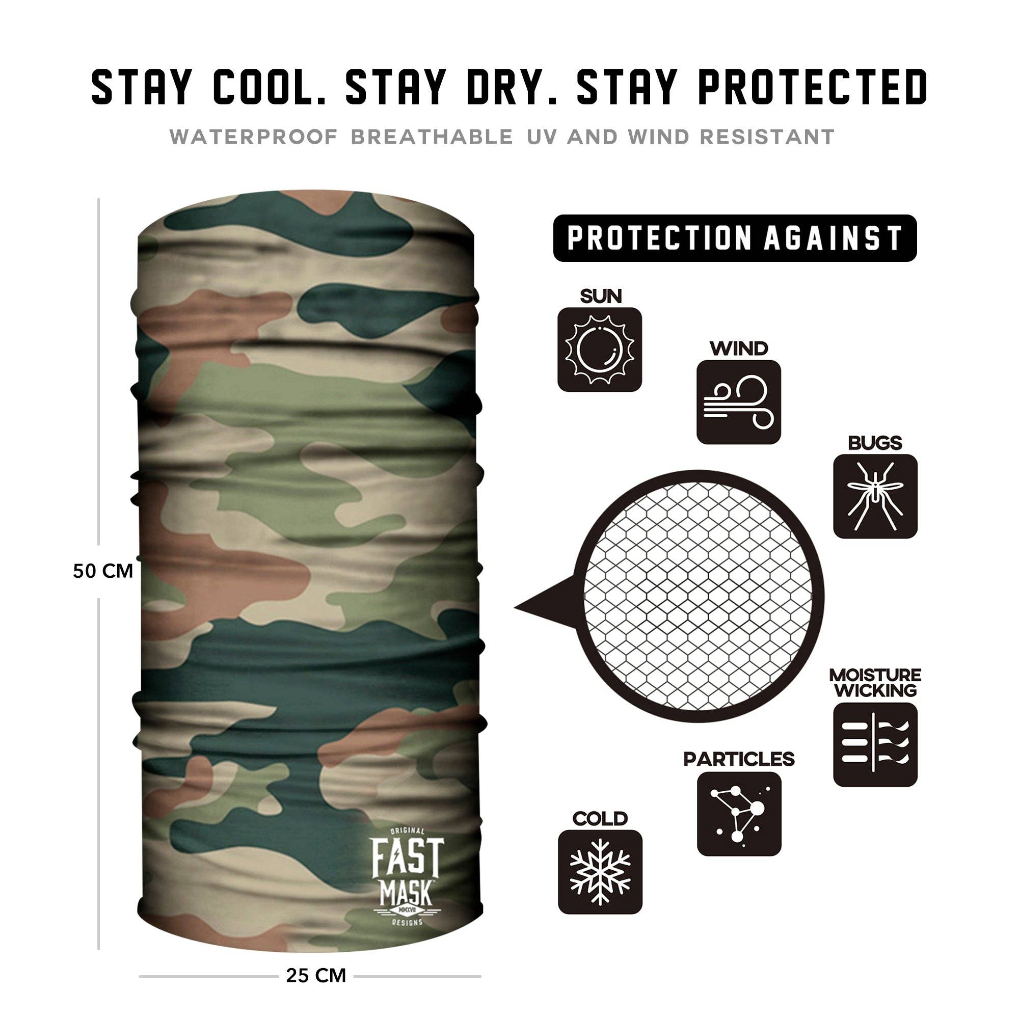 Live Fast Gear – Großhandel Schlauchtuch/Kapuzenschal – Unisex – Woodland Camo Schlauchschal mit genähten Kanten1