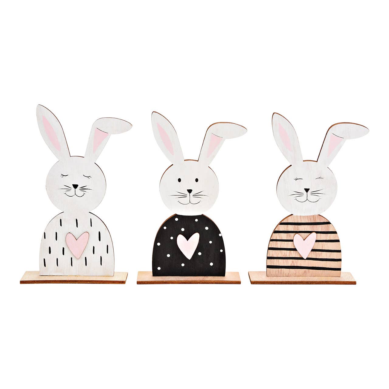 Wurm - Wholesale Decorative Figurine - White wooden rabbit, black 3-fold, (W/H/D) 13x22x4cm0