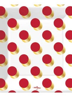 Dot & Stripe Dessert Plates - Red for wholesale by MelissaRae Wholesale