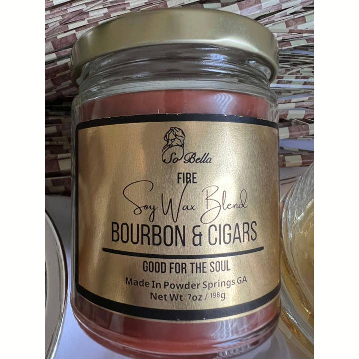 So Bella - Wholesale Jar/Filled Candle - Bourbon & Cigars 7 oz Candle - Men's Line1