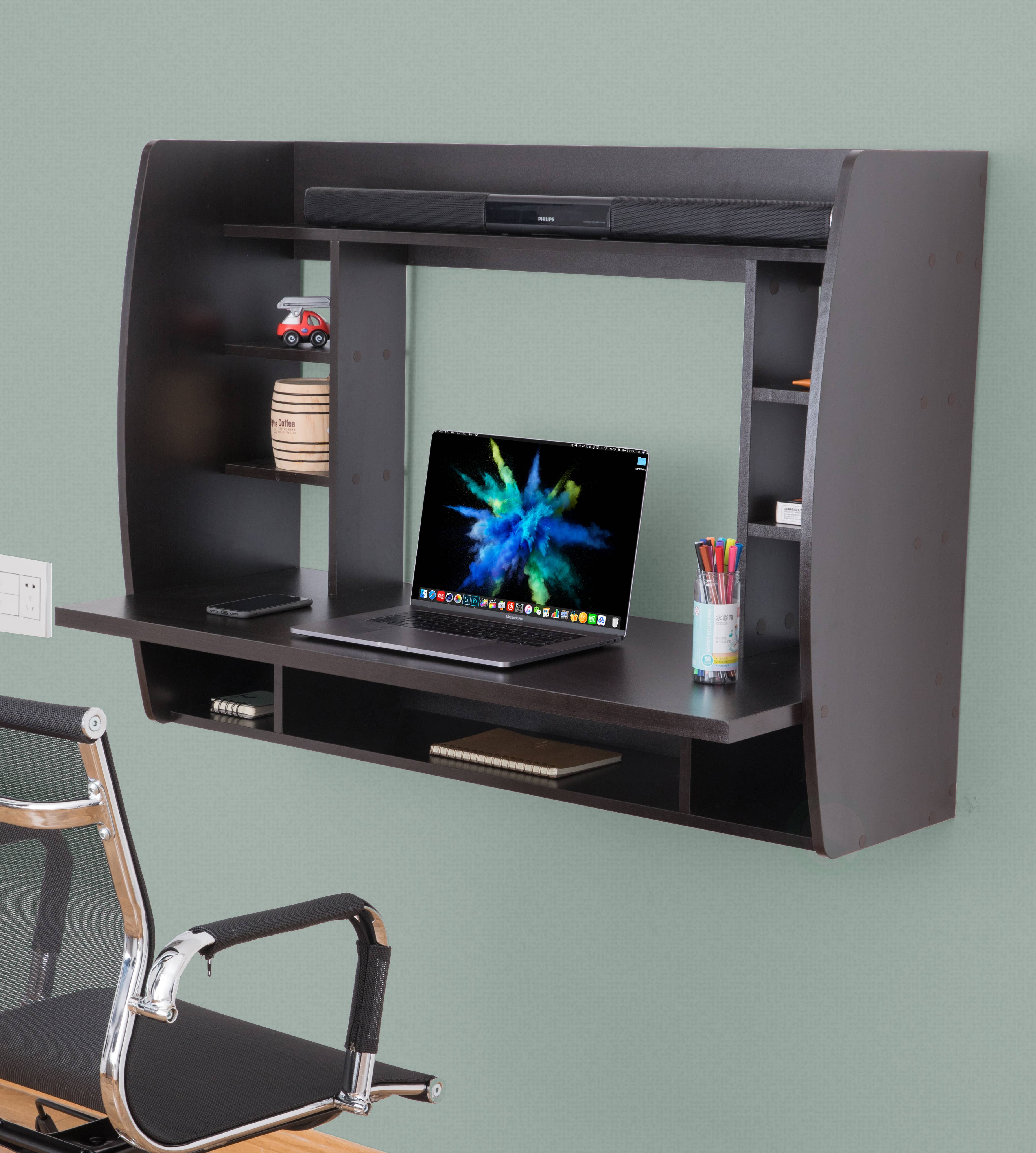 Quickway Imports - Wholesale Desk Organizer - Versatile Wall Mount Floating Computer Desk - Writing Table5