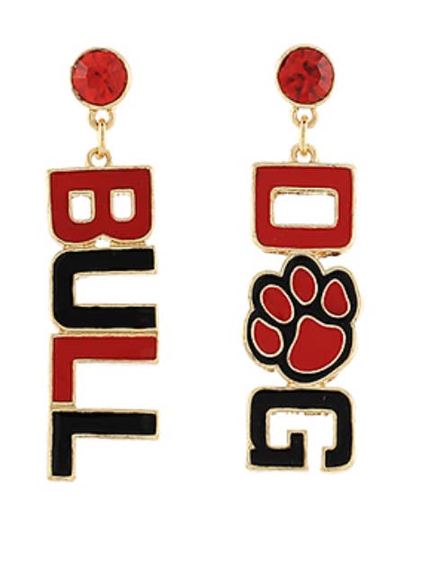BULL DOG earrings (Gameday Accessory) for wholesale by Grace Ann Designs