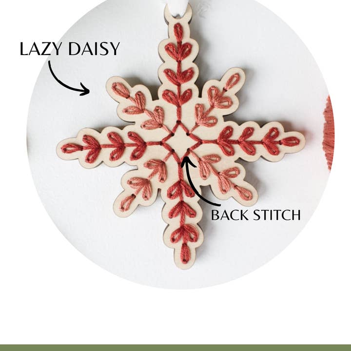 Treasured Blessings, LLC - Wholesale Embroidery/Cross Stitch Supplies - Wood Embroidery Kit - Snowflake Ornament3