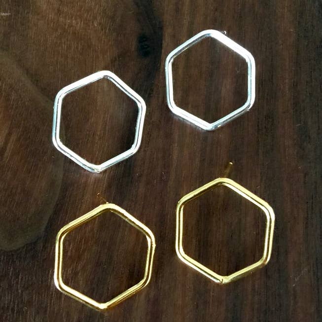 large hexagon stud for wholesale by Hahn Jewelry