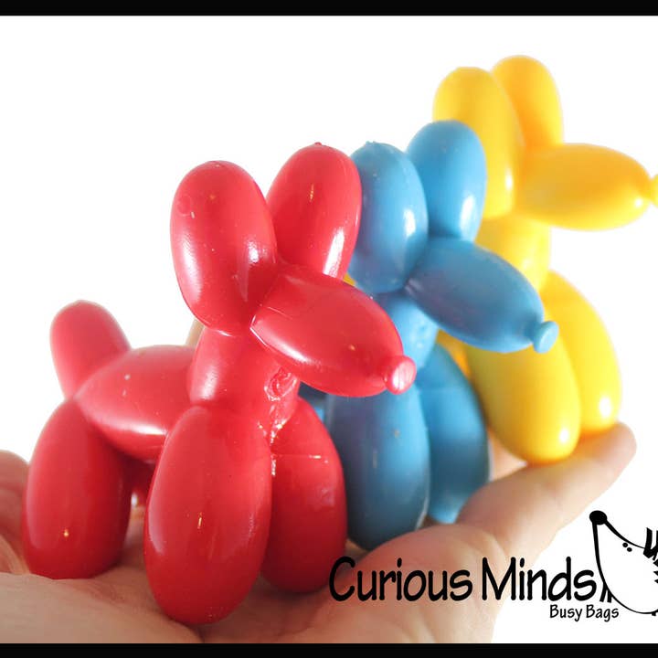 Curious Minds Toys - Wholesale Fidget Toy - Kids - 1 Mini Balloon Dog Crunchy Sand Filled Stress Ball - Cute Sq