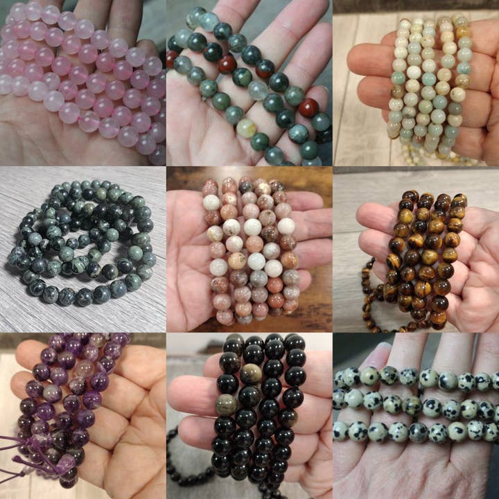 Keystone Crystals - Wholesale Beaded Bracelet - 8mm Gemstone Round Beaded Bracelets – Assorted Crystals