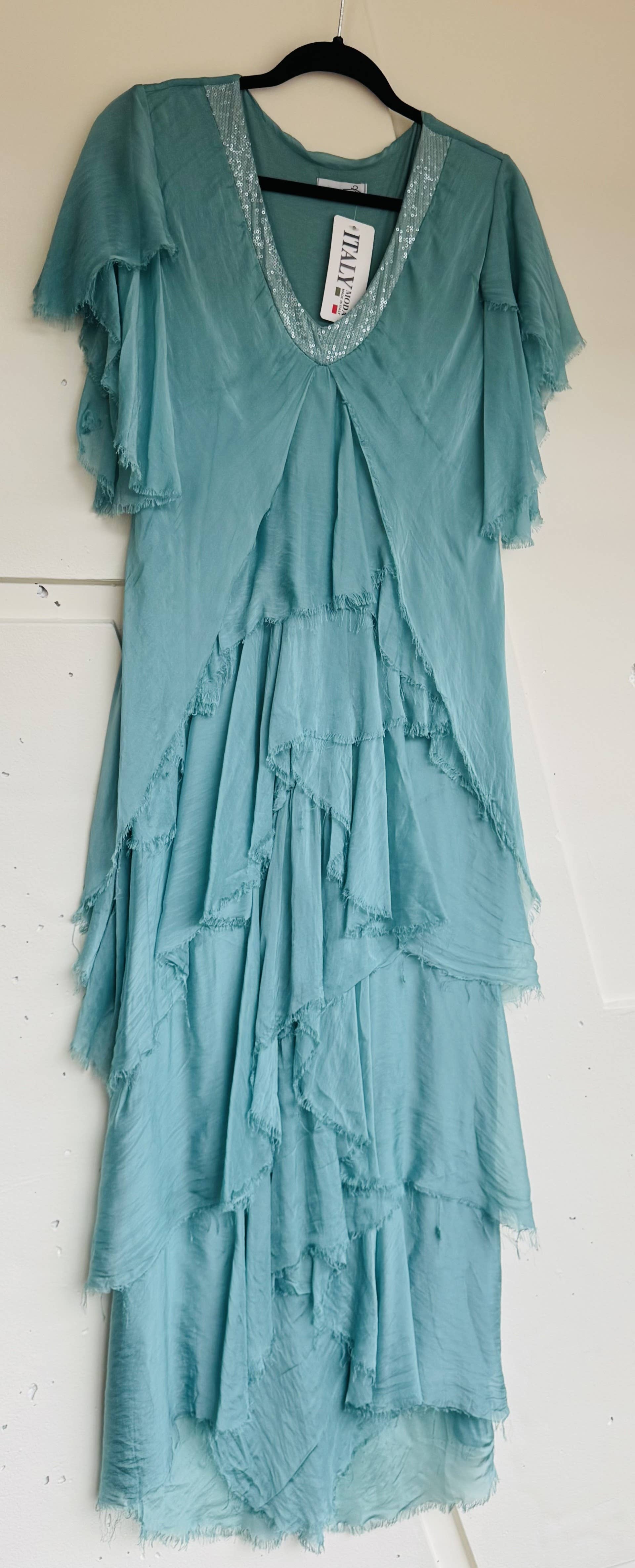 Dance in Paris - Wholesale Dress - Women's - Dress- Silk Maxi with Sequenced V-Neck7