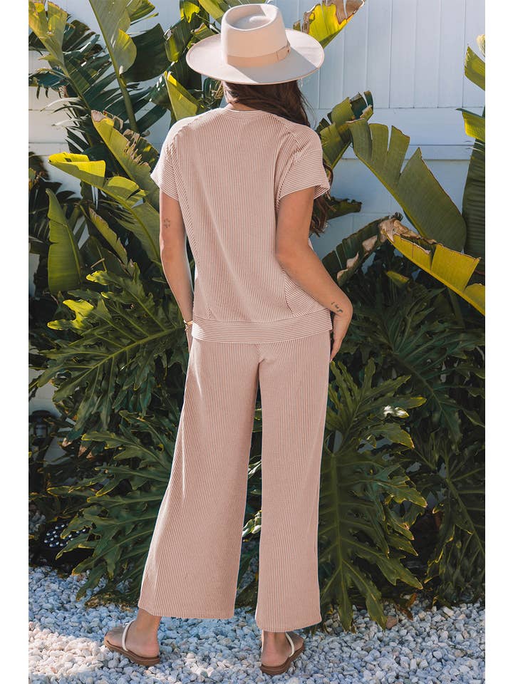 Smoke Gray Corded T-Shirt and Pants Set for wholesale on Faire