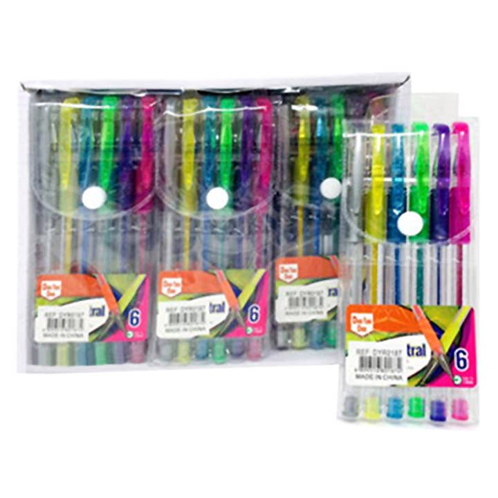 6 pack Gel Pens for wholesale by Deluxe Import Trading