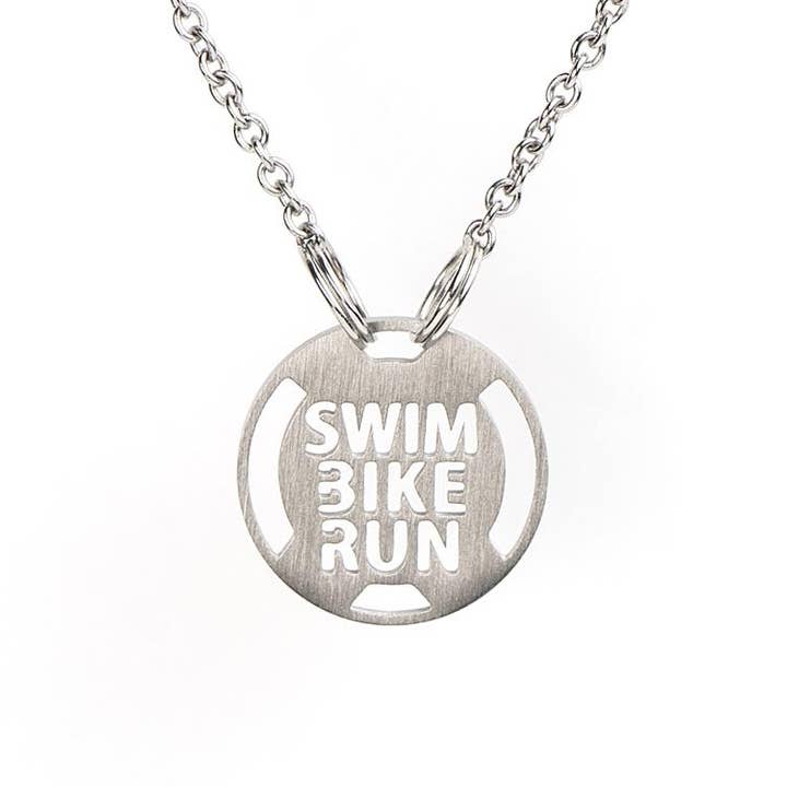 Collier triathlon SWIM BIKE RUN - Acier inoxydable pour la vente par ATHLETE INSPIRED, Inc.