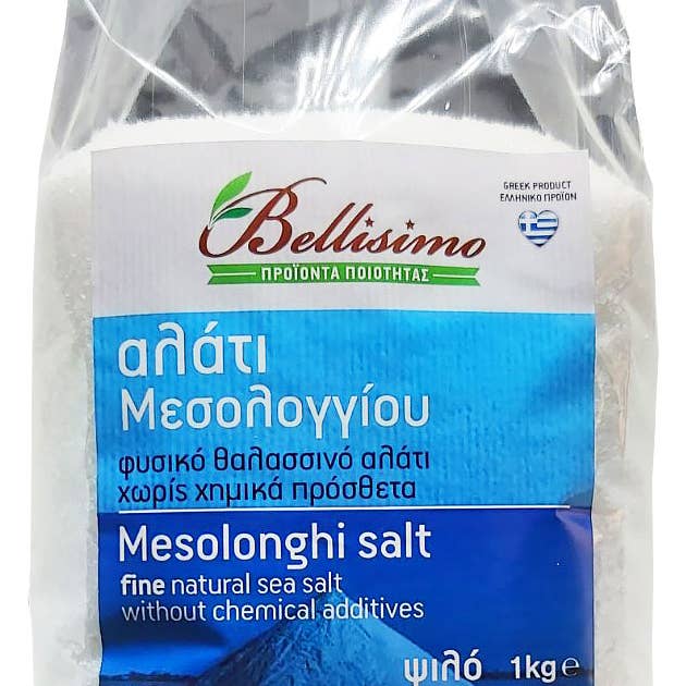 Natural fine salt unrefined (1000g) for wholesale by Bellisimo Greek Products