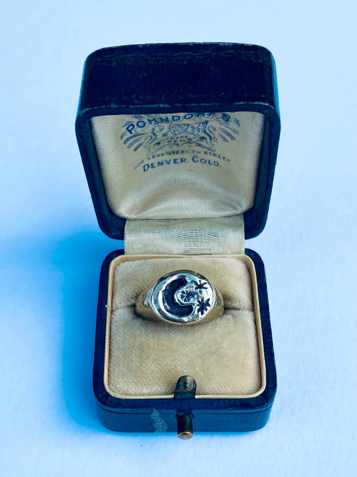 Anello in ottone con sigillo a forma di luna celeste per la vendita all'ingrosso da parte di Serpentine