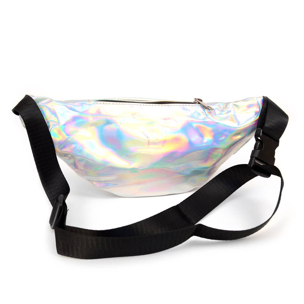 Selini New York - Wholesale Belt Bag - Women's - Silver Iridescent Holographic Waist Fanny Pack - LFBG13003