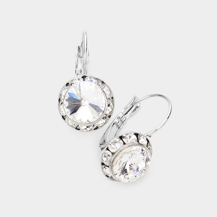 Rivoli Cut Genuine Crystal Lever Back Earrings for wholesale by Sensibling Corp.