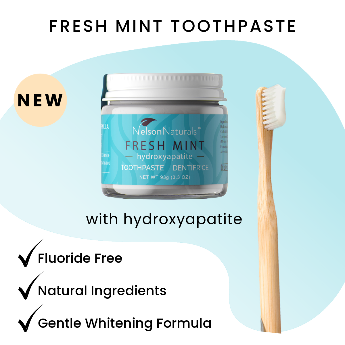 Nelson Naturals - Wholesale Toothpaste - Fresh Mint with Hydroxyapatite Toothpaste 93g1