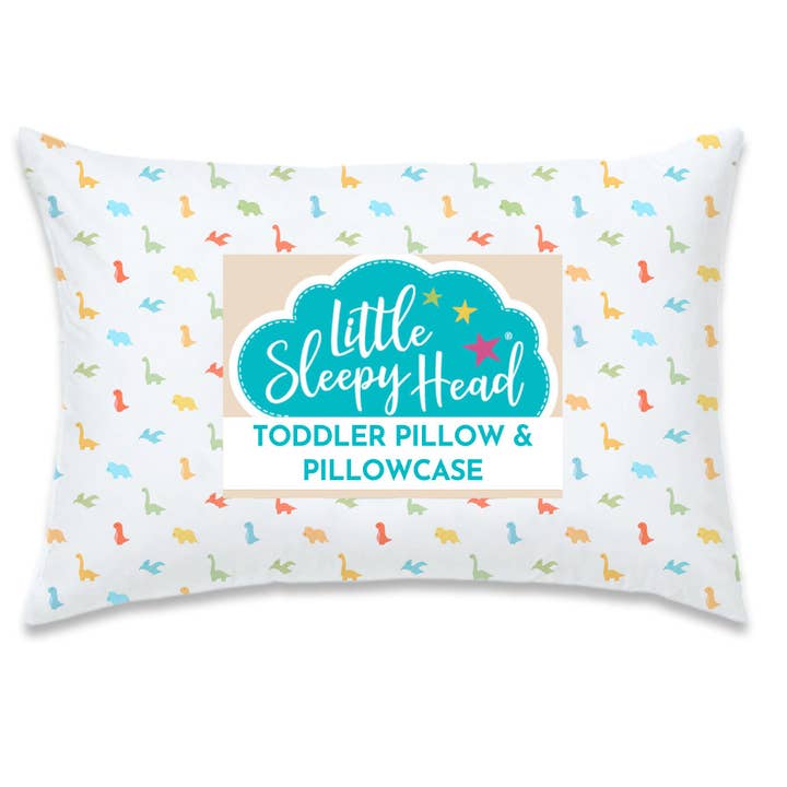 Toddler Pillow + Pillowcase Set - Little Dinos - 13"x18" for wholesale by Little Sleepy Head