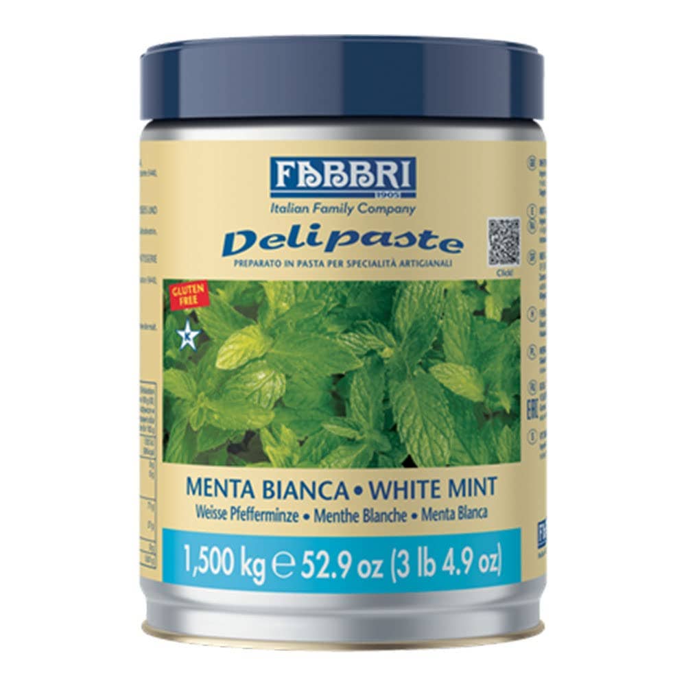 The Italians' Pantry - Wholesale Flavored Syrup - Fabbri Delipaste White Mint, Flavoring Compound for Gelato, Ice Cream, Soft Serve, Pastry and Confectionary - 1 Tin of 3.3 lb0