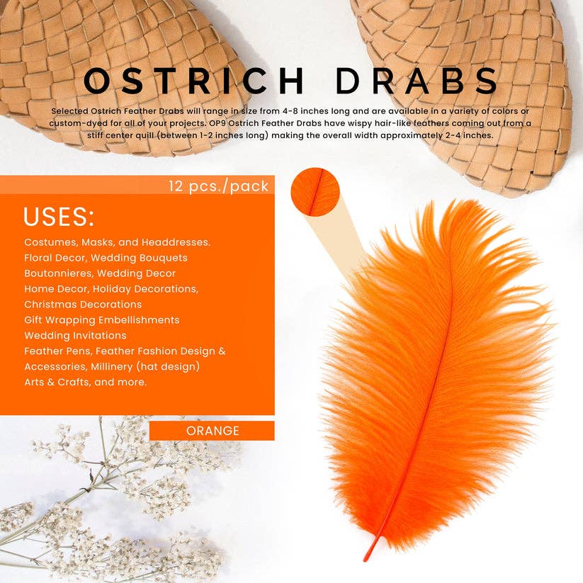 Zucker Feather Products - Vente Plume - Bandes de 4-8 po en plumes d'autruche - Orange3