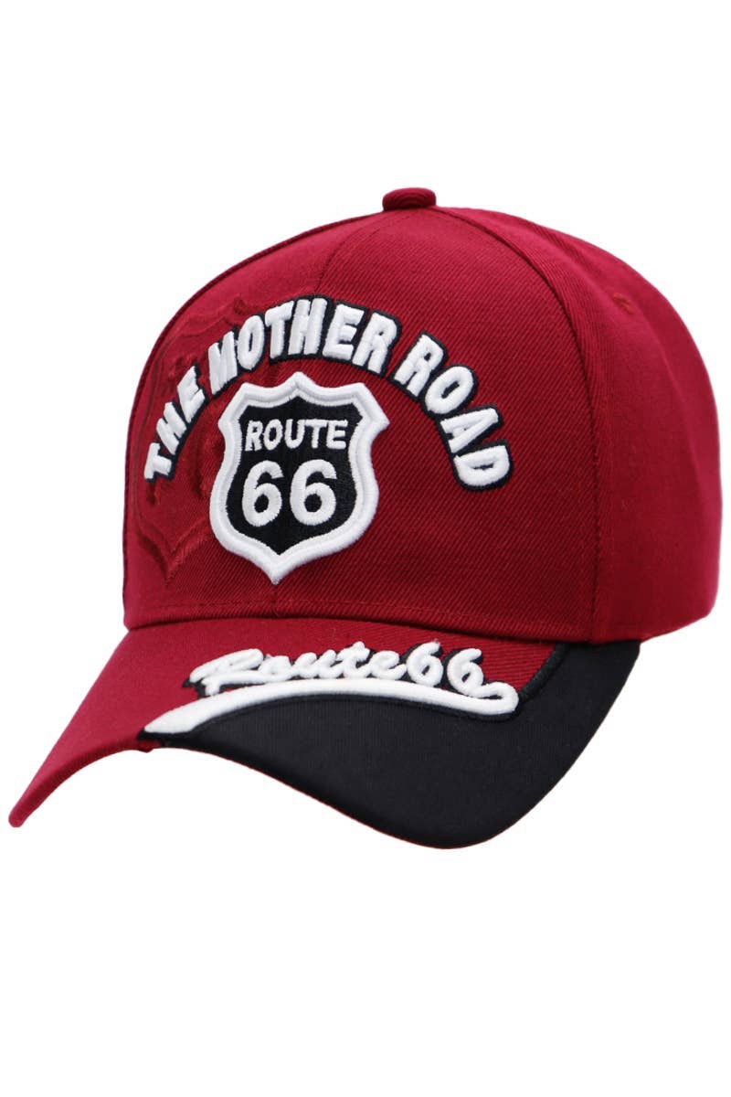 Cap Zone - Wholesale Baseball Cap - Women's - Route 66 The Mother Road Arc Logo Acrylic Baseball Cap17