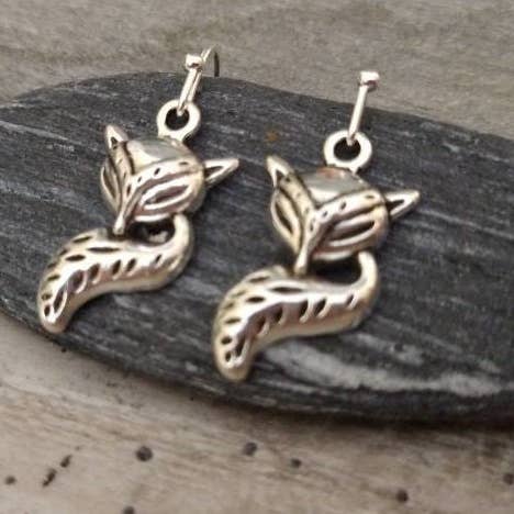 Piccadilly Pendants - Venta al por mayor Pendientes colgantes - Pendientes de zorro de plata, joyas Woodland, pendientes de naturaleza
