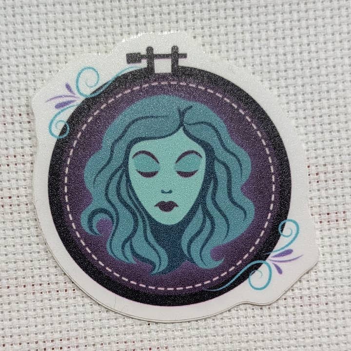 The Haunted Stitcher - Leota (Black Hoop) - Vinyl Sticker - PRE-ORDER for wholesale by Live and Dye LA