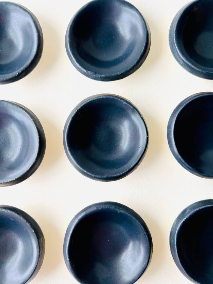 Matte Black Tiny Ring Dish for wholesale by MoonMoon Ceramics