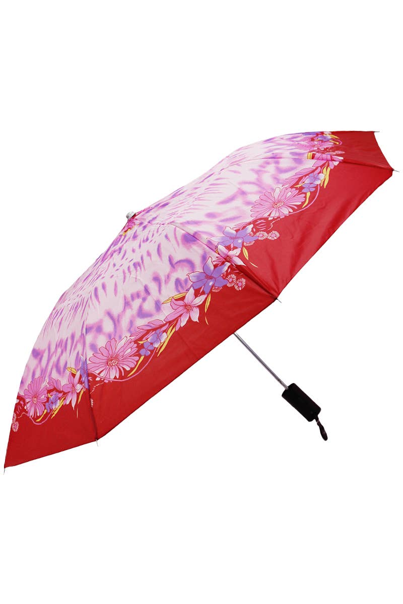 Cap Zone - Wholesale Umbrella - Women's - Floral Butterfly 8-Panel Bi-Fold Manual Umbrella2