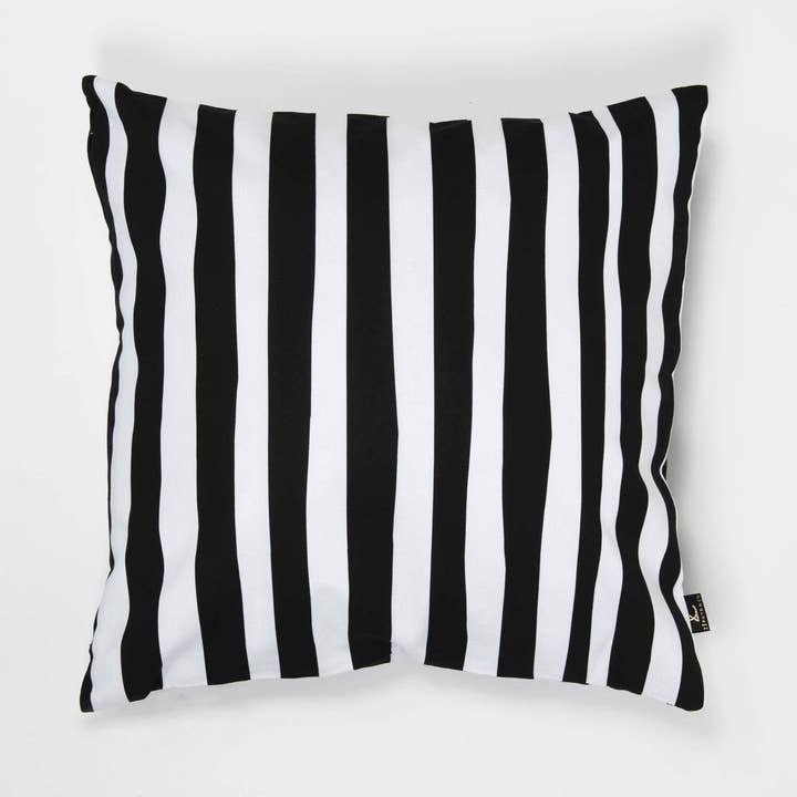 Black Unstructured Stripes Pattern Cotton Cushion Cover for wholesale by Zéphyr And Co