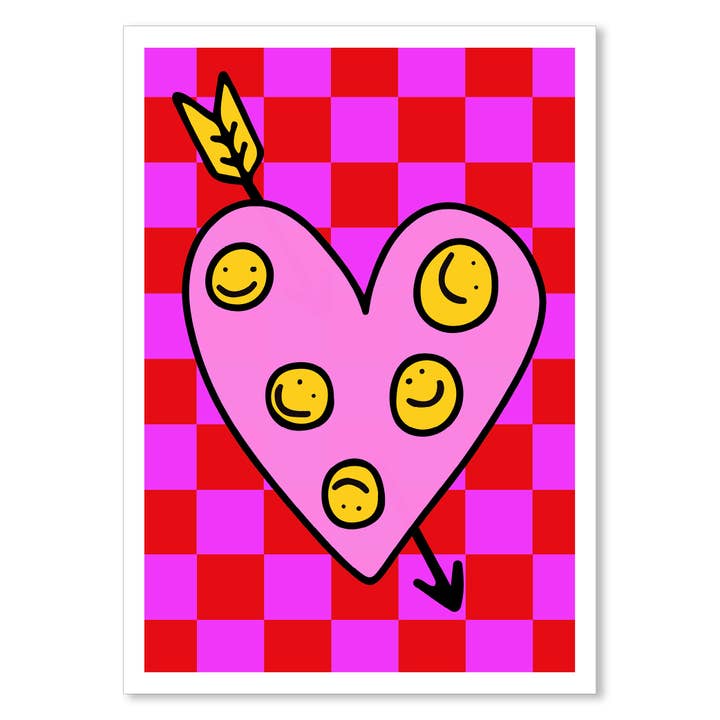 Smiley Heart Typography Poster for wholesale by Love Frankie