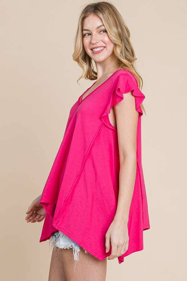 Culture Code - Wholesale Tunic - Women's - CJT1516 - PLUNGE V-NECK UNEVEN HEM TOP10