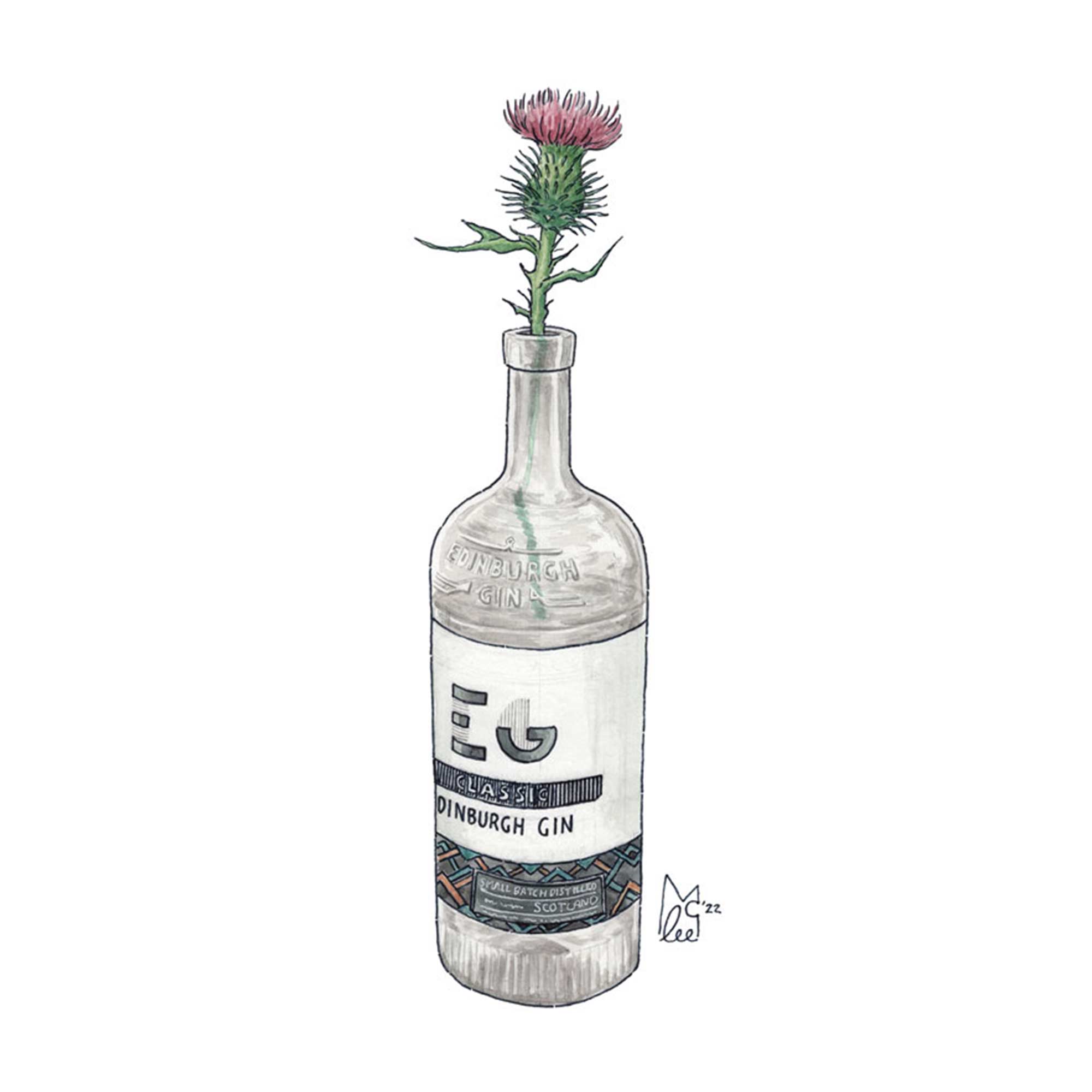 Lee McGuire Art - Wholesale Art Print - Thistle in Edinburgh Gin Art Print1